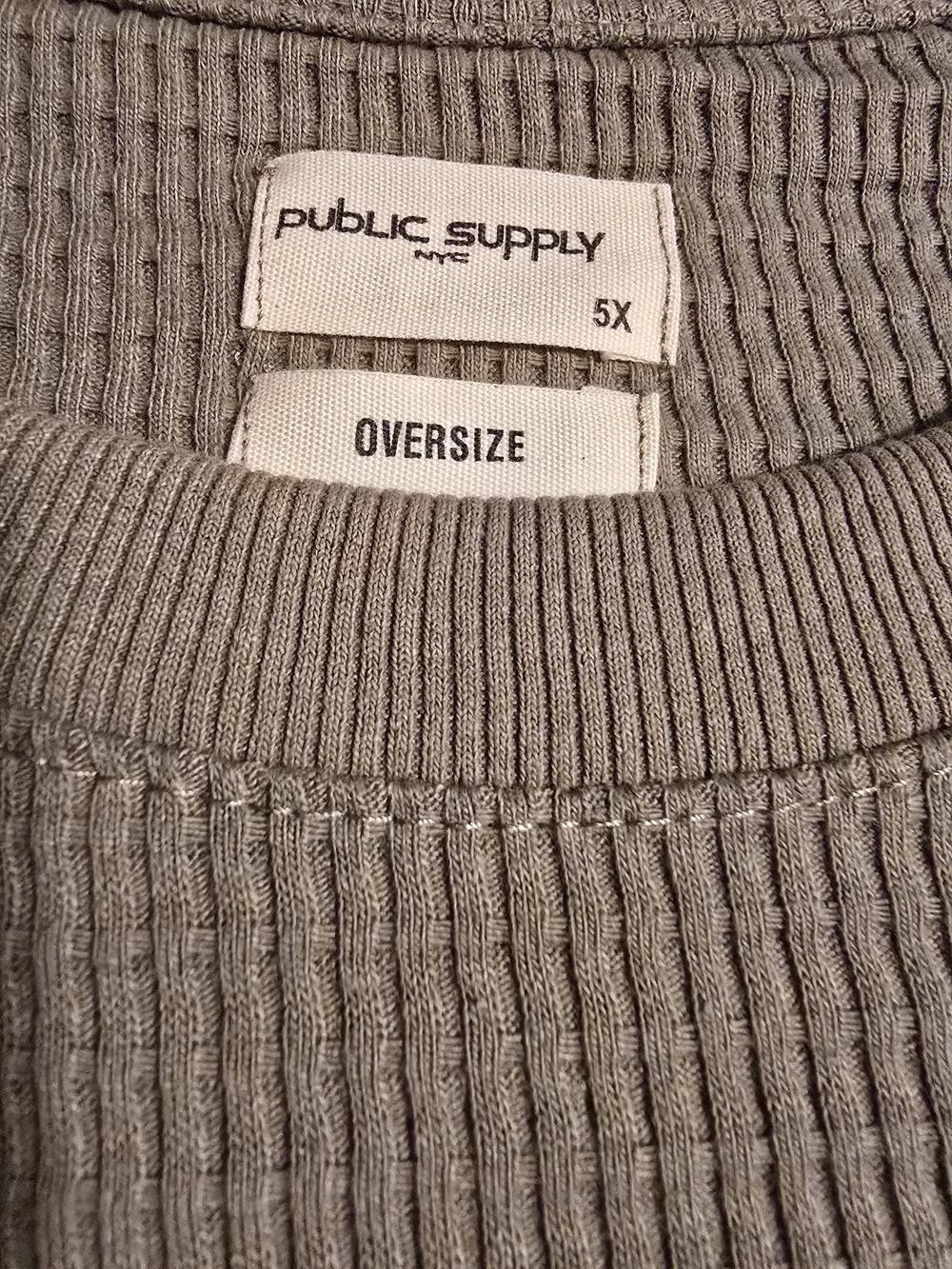 5x Public Supply Men's Oversize Ribbed Short Sleeve Sweater — Gray